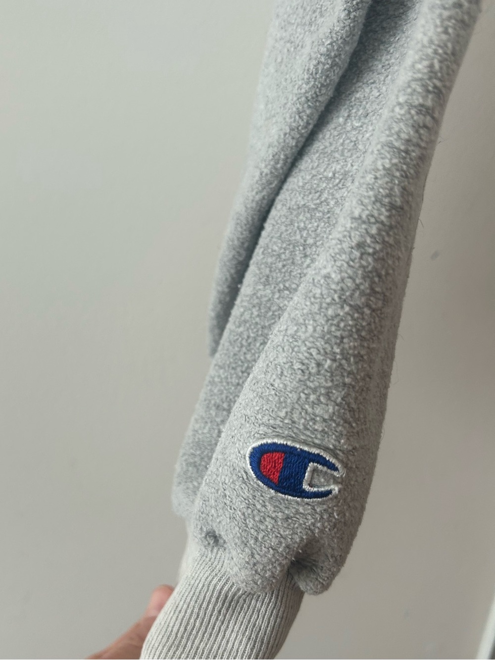 Champion Vintage Grey Micro Cropped Crewneck Sweatshirt Streetwear Y2K Large - Picture 10 of 10